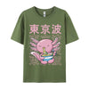 Kawaii Axolotl Eating Ramen Noodles T Shirt Autumn Hip hop