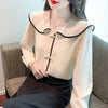 Womens French Chic Chiffon Blouse Long Sleeve Dressy Shirt Top