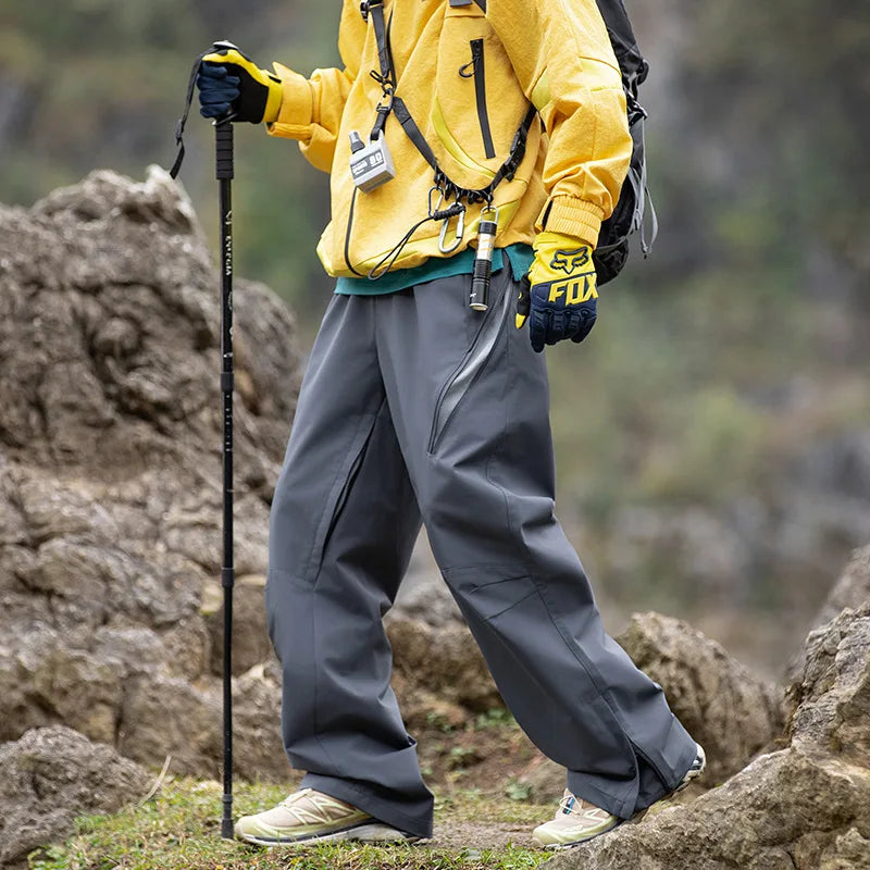Men’s 2025 Outdoor Pants Waterproof Windproof Zippered Loose Fit