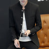 Mens Slim Fit Blazer Mandarin Collar Jacket Business Casual Suit