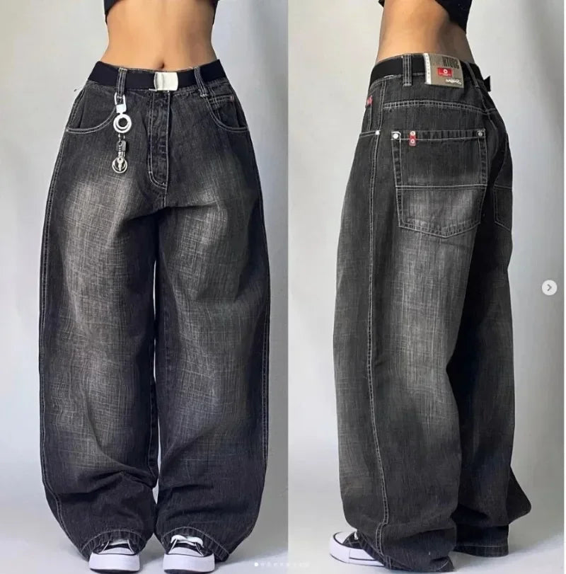 Gothic Harajuku Y2K Baggy Jeans for Men Streetwear Trousers