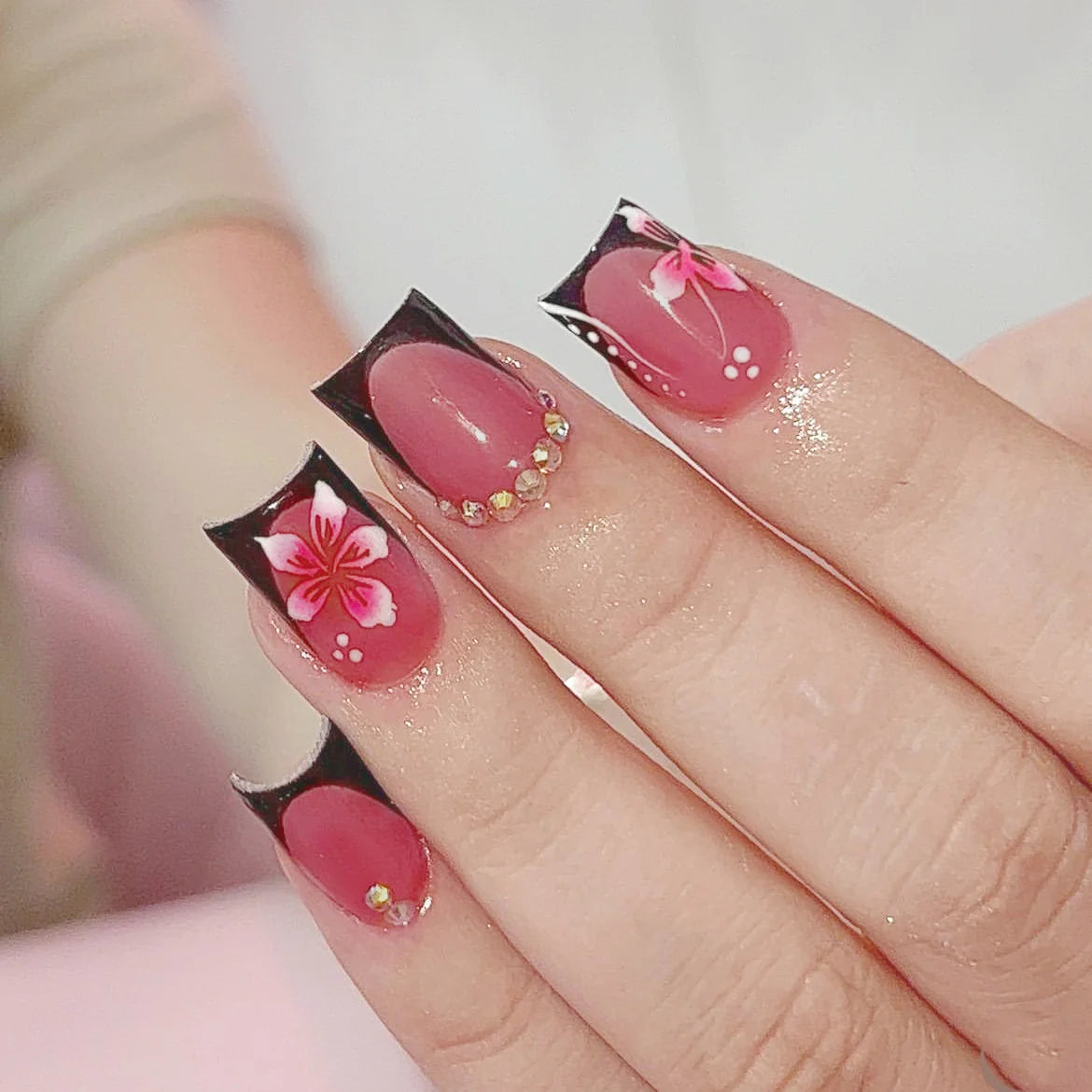 Dark Floral Nail Designs Perfect for Fall