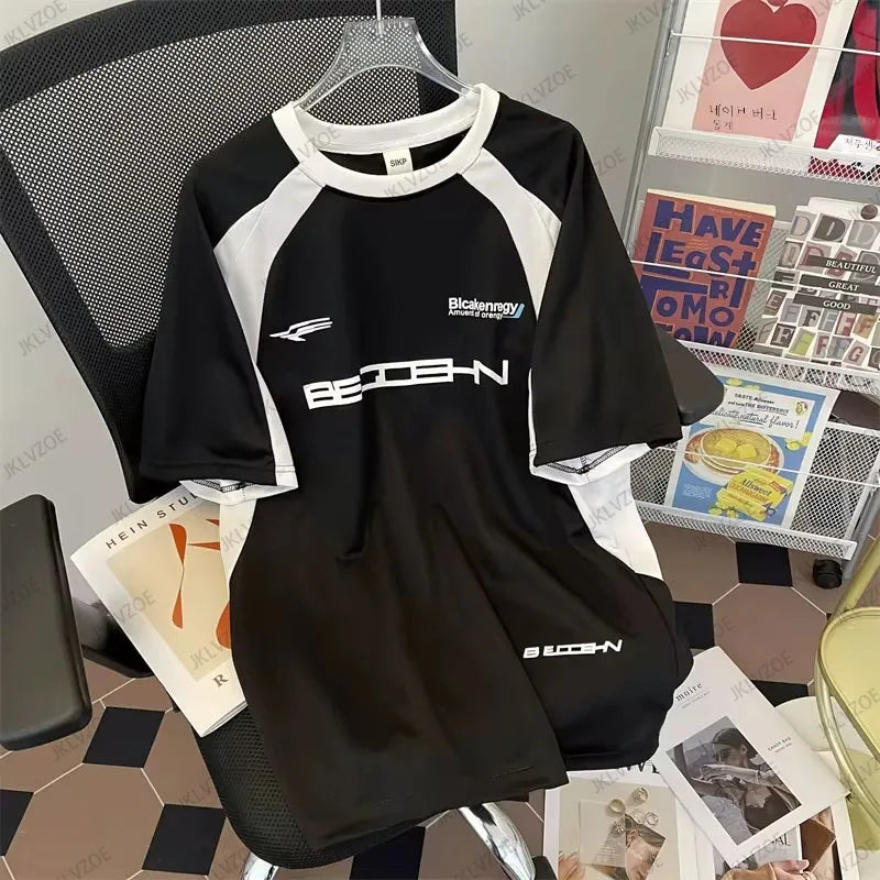 Vintage Motorcycle Graphic T-Shirt Women High Street