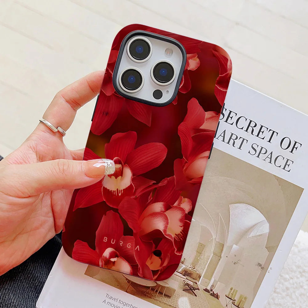 Luxury Pink Flower iPhone Case Double-Layer Cover