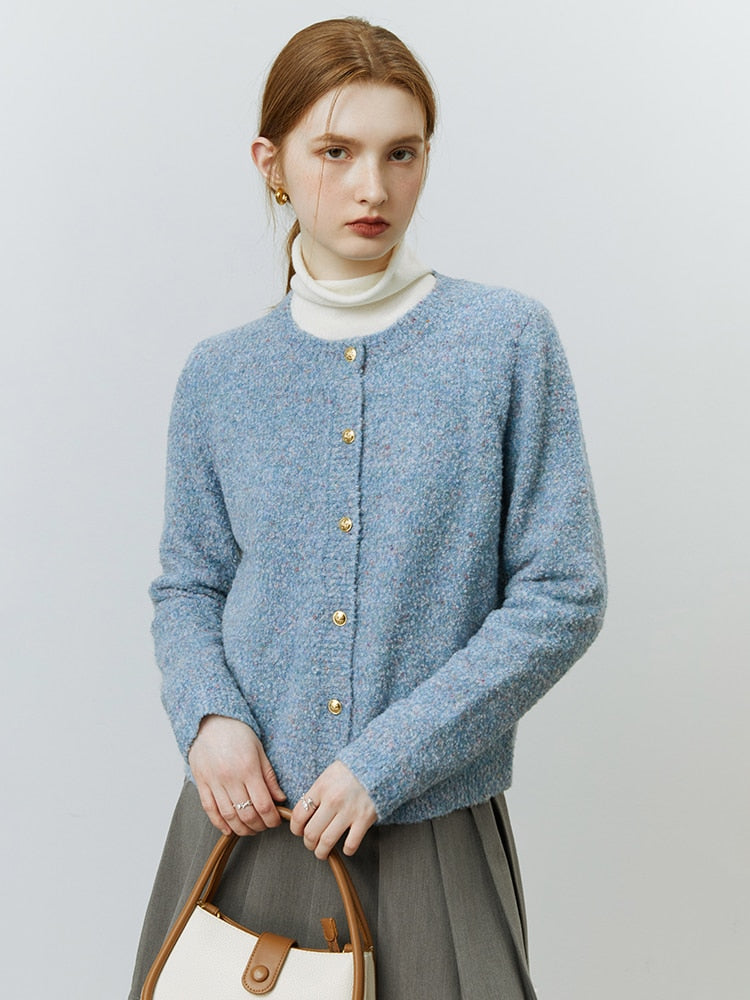 Pullover Strickjacke weiblich Herbst Winter weich wachsartig sanfter Wind Vintage Blumengarn