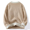 Mens Crew Neck Sweater Loose Fit Warm Layering Pullover Fall Winter