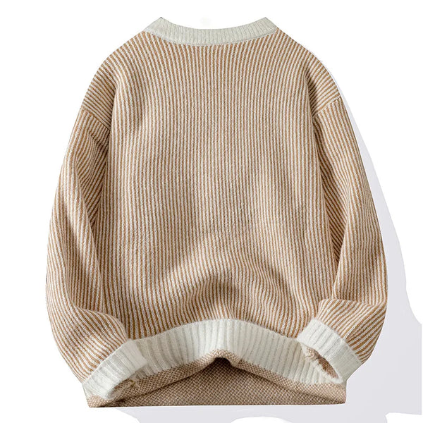 Mens Crew Neck Sweater Loose Fit Warm Layering Pullover Fall Winter