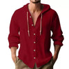 Men's Linen Hooded Shirt - Long Sleeve Button Cardigan Casual