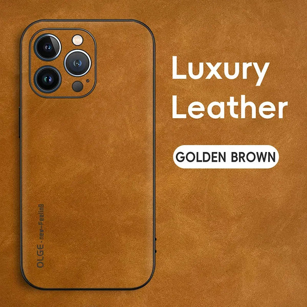 Luxury Leather iPhone Case Silicone Soft Shockproof Protection Cover