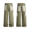 Mens Vintage Cargo Pants Contrast Patchwork Washed Straight Leg Fit
