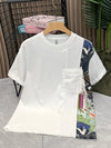 Casual Patchwork Color Block Loose Short Sleeve T-Shirt
