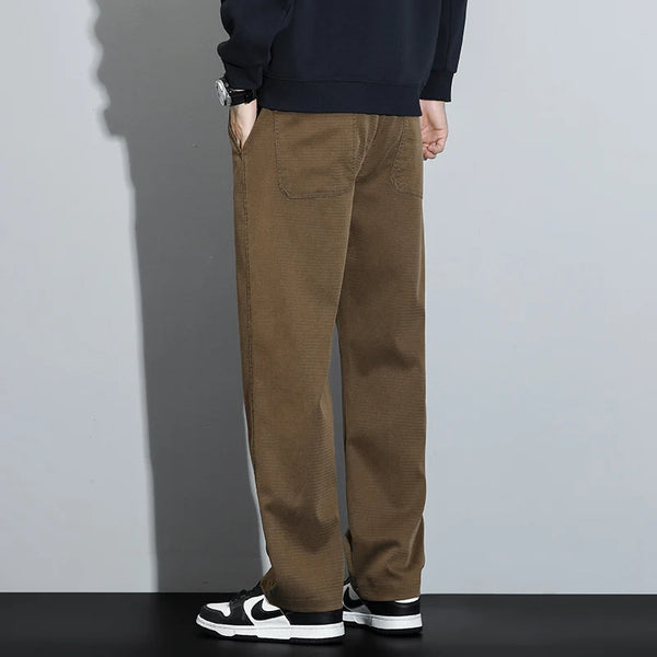 Mens Lyocell Elastic Waist Jeans Straight Leg Loose Fit Plus Size