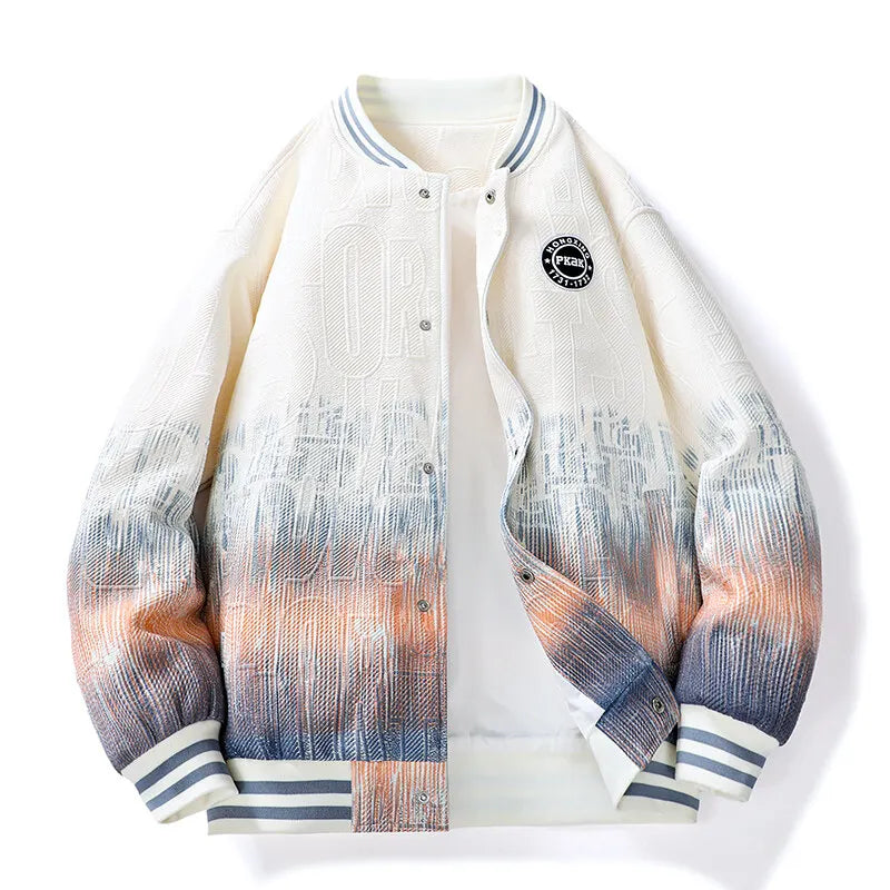 Men's Gradient Bomber Jacket Harajuku Streetwear Casual Coat