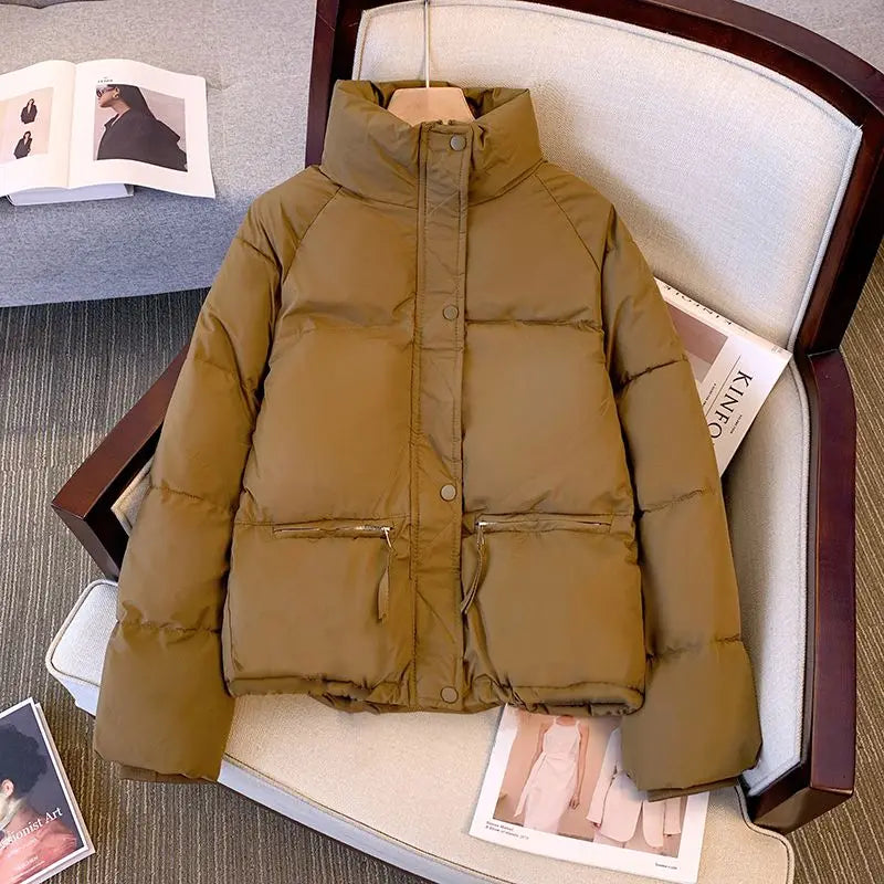 Women's Short Quilted Jacket Stand Collar Parka