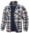 Men’s Plaid Flannel Shirt Jacket – Quilted Lined Winter Cotton Coat with Multi Pockets