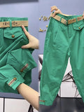 Cotton Metal buttons high-quality Solid Color Pants 2024 Autumn Spring Loose Casual