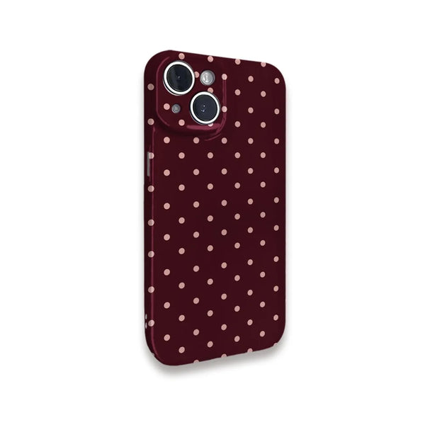 Brown Red Polka Dot iPhone Case Magnetic 2 in 1 12 13 14 15 16