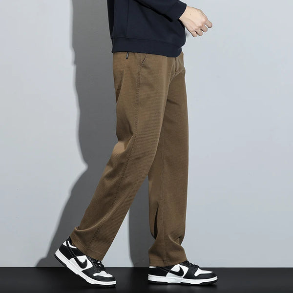 Mens Lyocell Elastic Waist Jeans Straight Leg Loose Fit Plus Size