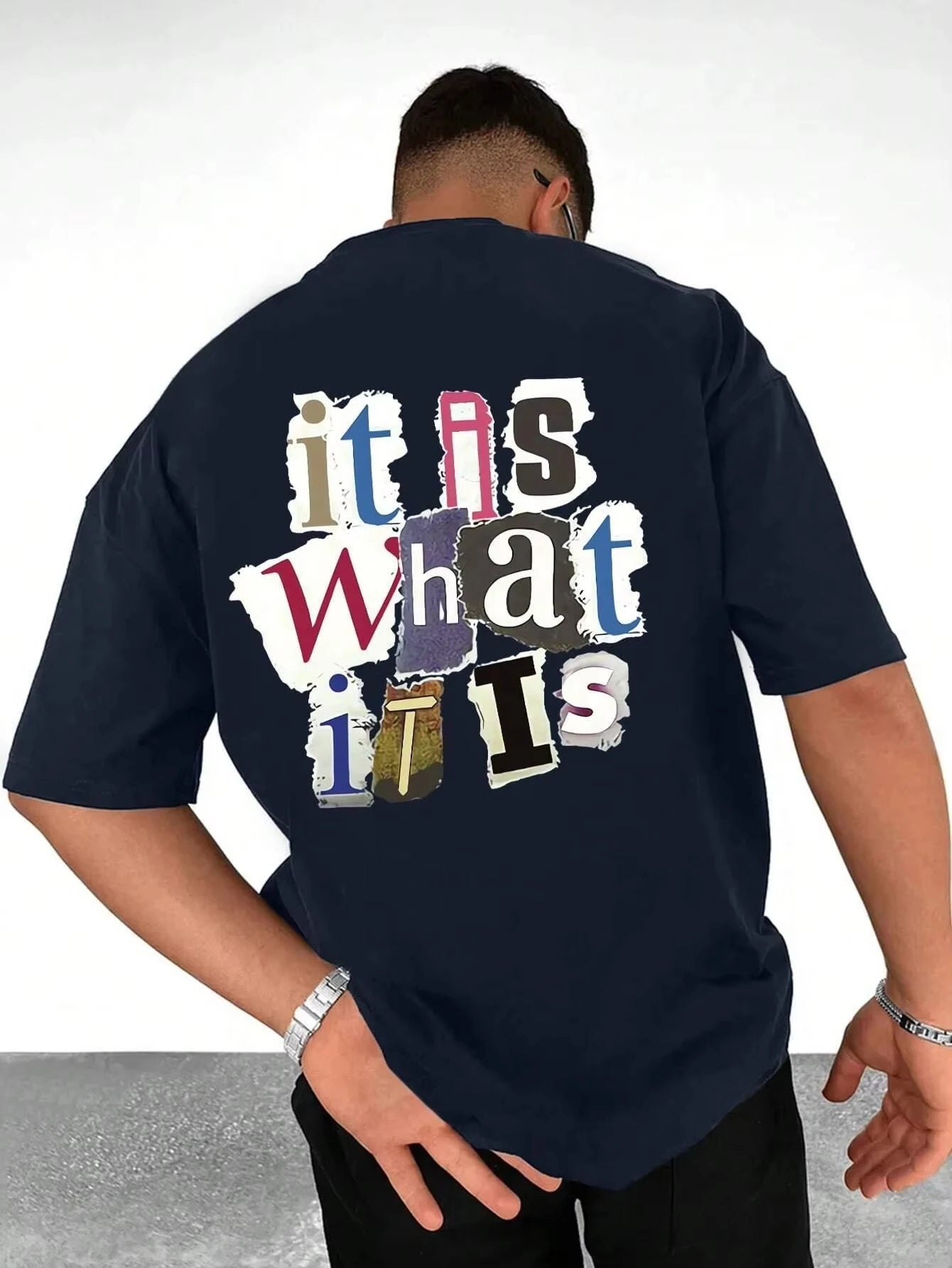 It Is What It Is Letter Graphic Men’s T-shirt Summer Cotton Hip Hop
