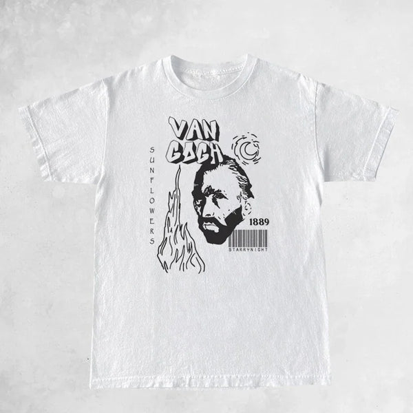 Sunflower Starry Night Tee Van Gogh Vintage Art Women T-Shirt