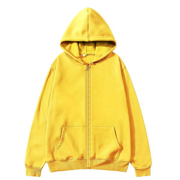 Oversized Zip Up Hoodie Women Warm Fleece Solid Fall Streetwear
