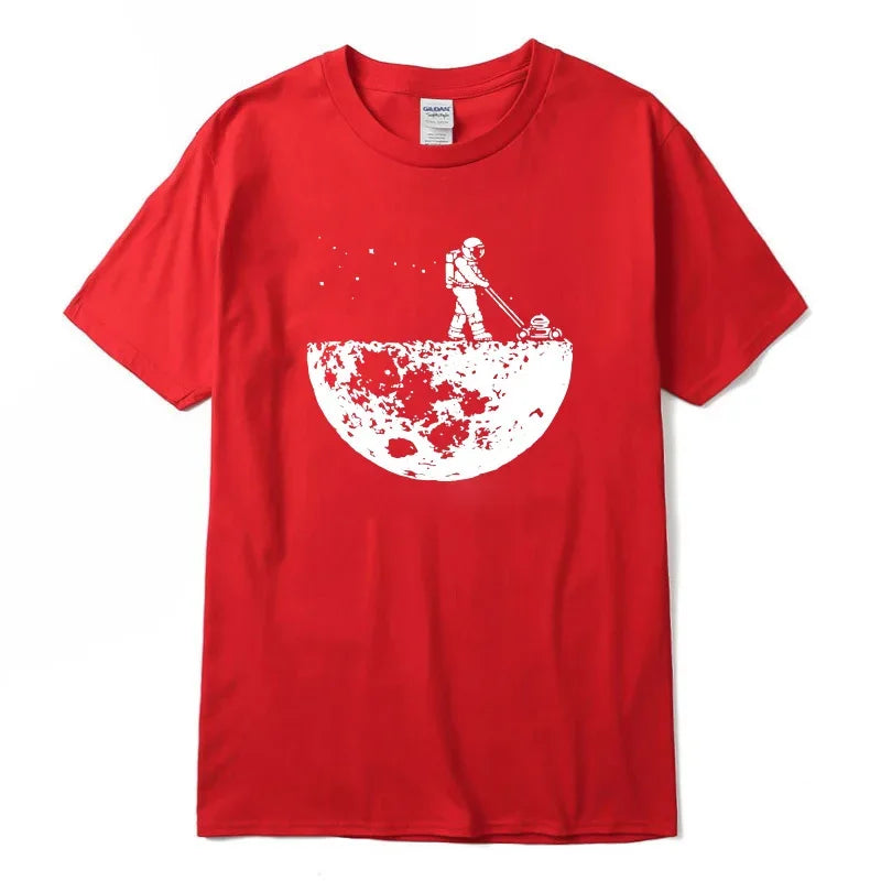 Summer Men T-shirt Funny Lunar Cleaner Printing Casual Cool Loose O-neck