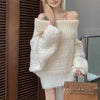 Women’s Off-Shoulder Knit Sweater – Loose Splice Pullover for Fall & Winter