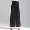 Women's Double Layer Chiffon Pants Elastic Waist Slim Chic