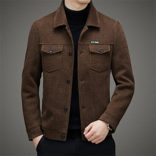 Men’s Thick Casual Jacket 2025 – High Quality Lapel Coat for Spring Autumn | Middle-Aged Dad Wear