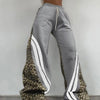 Women's Stripe Patchwork Flare Pants 2025 Leopard Print Trend