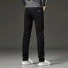 Mens Slim Straight Stretch Jeans Warm Winter Black Gray Pants
