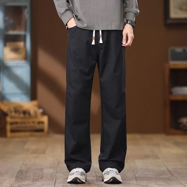 Mens Loose Twill Paratrooper Cargo Pants Big Size Outdoor Straight Leg