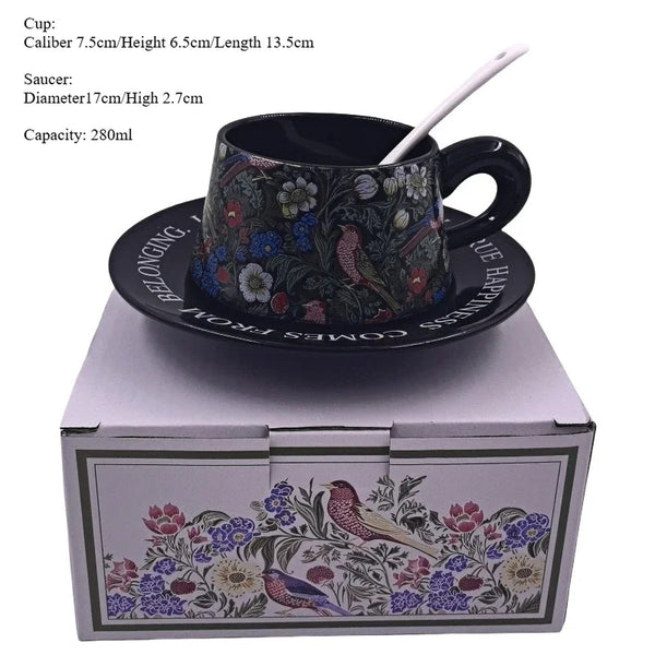 3 Piece Ceramic Coffee Cup Saucer Set Elegant Minimalist Gift Tea