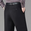 Men Fleece Lined Wool Dress Pants High Waist Winter Business Slacks