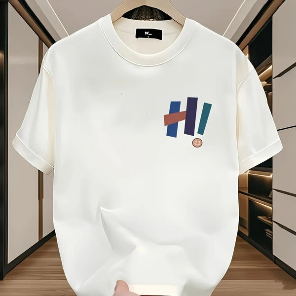 Mens Cotton Tshirt Fitted Crew Neck Minimalist Streetwear Basic