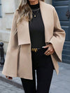 Women's Flared Sleeve Coat - Big Collar Pleated Winter Jacket