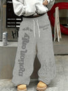 Mens Printed Fleece Pants Wide Leg Oversized Party Costume Joggers