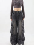 Black Gothic Cargo Jeans Y2K Vintage Style
