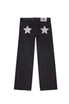 Y2K Black Baggy Jeans Women Star Sequin Rivet Washed Denim
