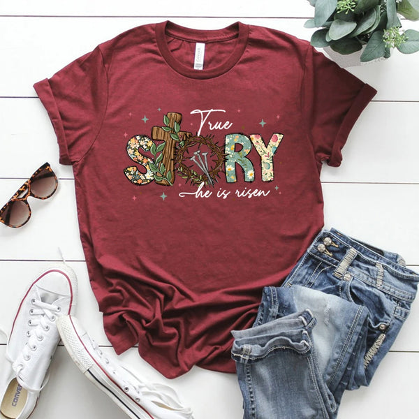 He Is Risen Shirt Christian Easter T-shirt Retro Bunny and Egg Jesus Bible Verse Tee