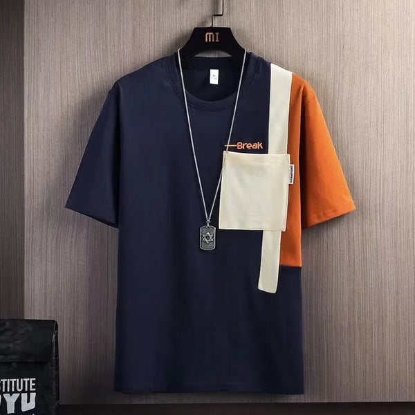 Mens Oversized T Shirt Cooling Fabric Colorblock Summer Breathable
