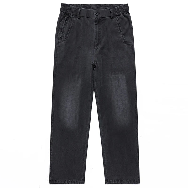 Men Loose Fit Wide Leg Jeans Lyocell Breathable Denim Plus Size 38