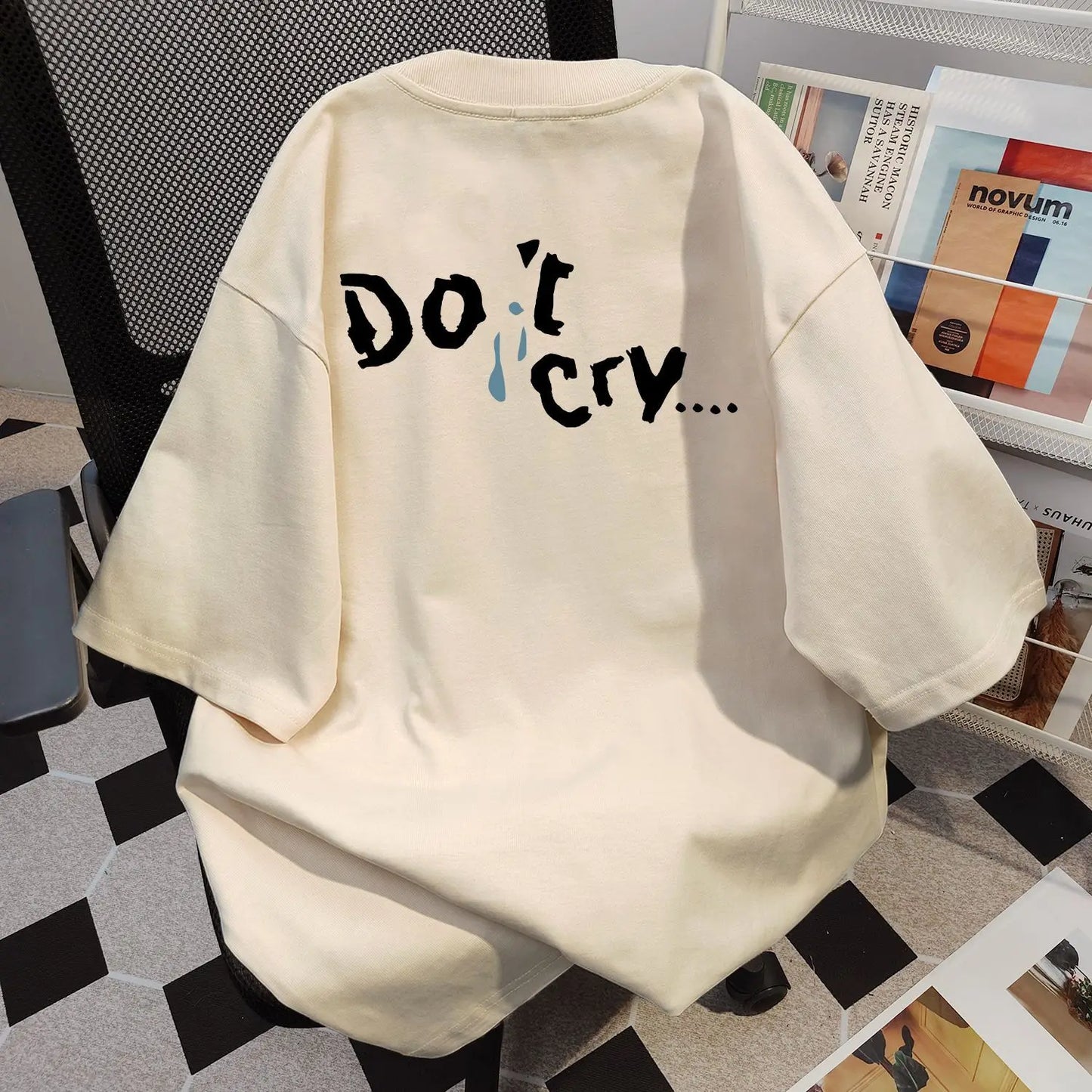 Men's "Don't Cry..." Graphic Print Oversized T-Shirt