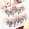 10pcs Gold Metallic 3D Press-On Almond Fake Nails