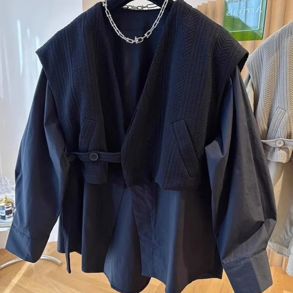 Womens Knit Two Piece Set V Neck Button Shirt Oversized Plus Size