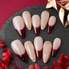 10pcs Gold Metallic 3D Press-On Almond Fake Nails