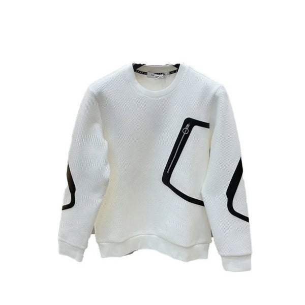 Men Color Block Long Sleeve Tee Quarter Zip Loose Casual Pullover