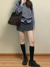 Womens Gray Knit Cardigan Soft Button Up Fall Winter Sweater