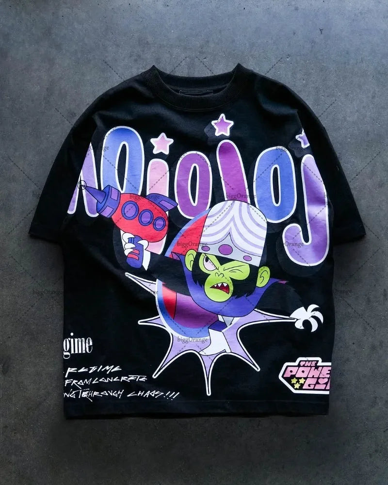 Men's Cartoon Print Harajuku Oversized Hip-Hop T-Shirt
