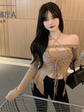 Streetwear Sexy Tshirts Solid Slim Fit Backless Crop Tops Y2k Korean Fashion